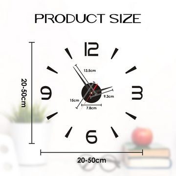 Cbei Wanduhr 80-130cm große einfache-Wanduhr 3D DIY Acryl-Uhr stille Deko-Uhren (Lautlos für Restaurants Wohnzimmer Schlafzimmer Dekoration Uhr)