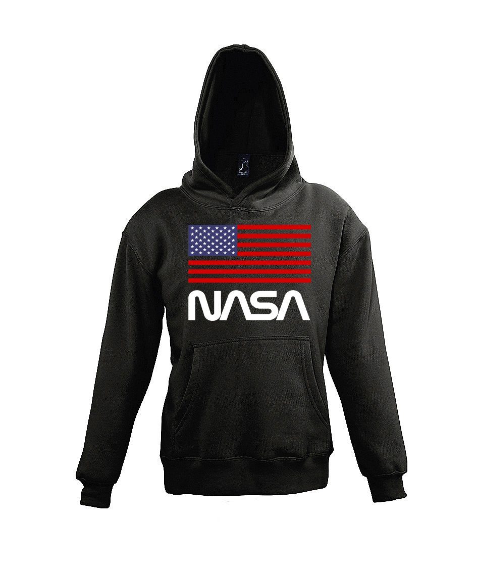 Youth Designz Kapuzenpullover NASA USA Kinder Hoodie Pullover für Jungen und Mädchen mit modischem NASA USA Print Schwarz