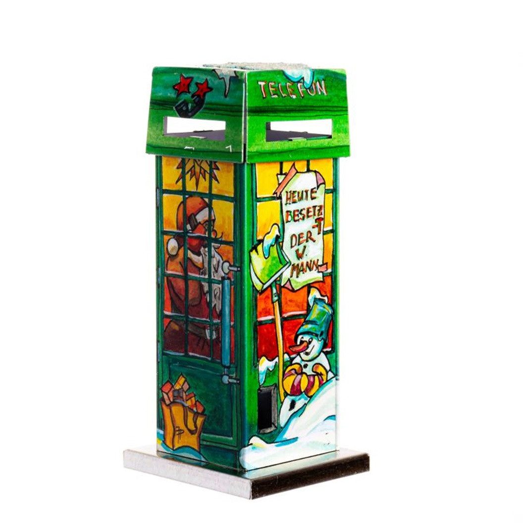 KNOX Räucherhaus Telefonzelle aus Metall - Poststelle - Höhe 11cm - bunte Dekoration, für Räucherkerzen Größe M - für die weihnachtliche Winterzeit