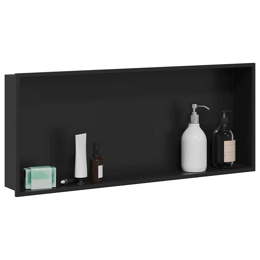 vidaXL Duschwand Duschnische Schwarz 75 x 30 x 9,5 cm Edelstahl, (1 tlg)