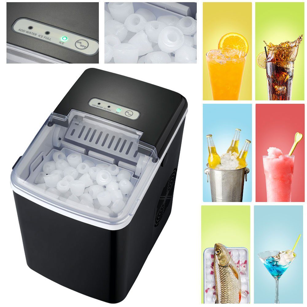 MELISSA Eiswürfelmaschine, Eiswürfel Maschine schwarz 1,85l Ice Cube Maker Leise 120W LED Anzeige