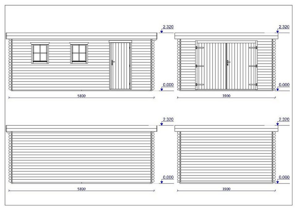 Finn Art Blockhaus Garage Holzgarage Norwegen 50 mit Holztor natur,  Einzelgarage aus Holz