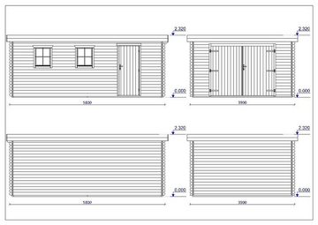 Finn Art Blockhaus Garage Holzgarage Norwegen 50 mit Holztor natur, Einzelgarage aus Holz