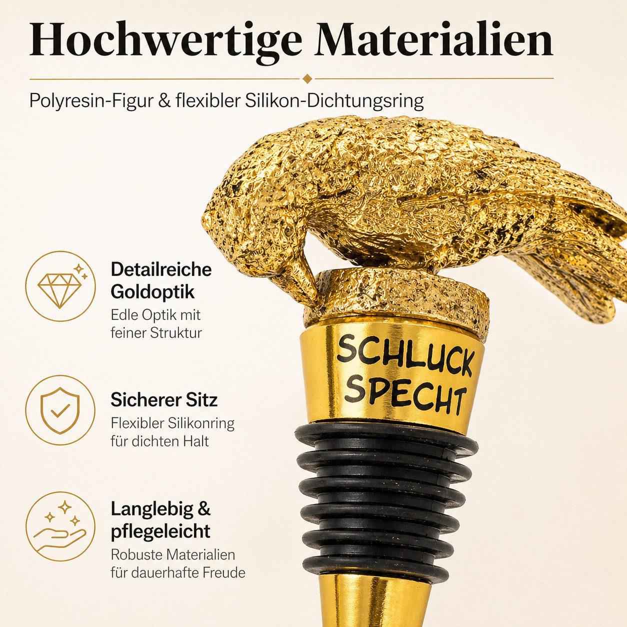 Gehlmann Flaschenverschluss Weinflaschenverschluss Specht - Gold