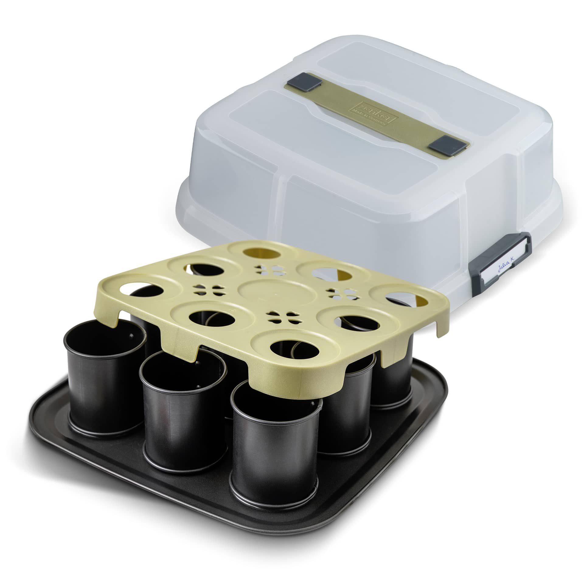 Zenker Backblech Mini-Törtchenblech mit Transporthaube, Antihaftbeschichtung