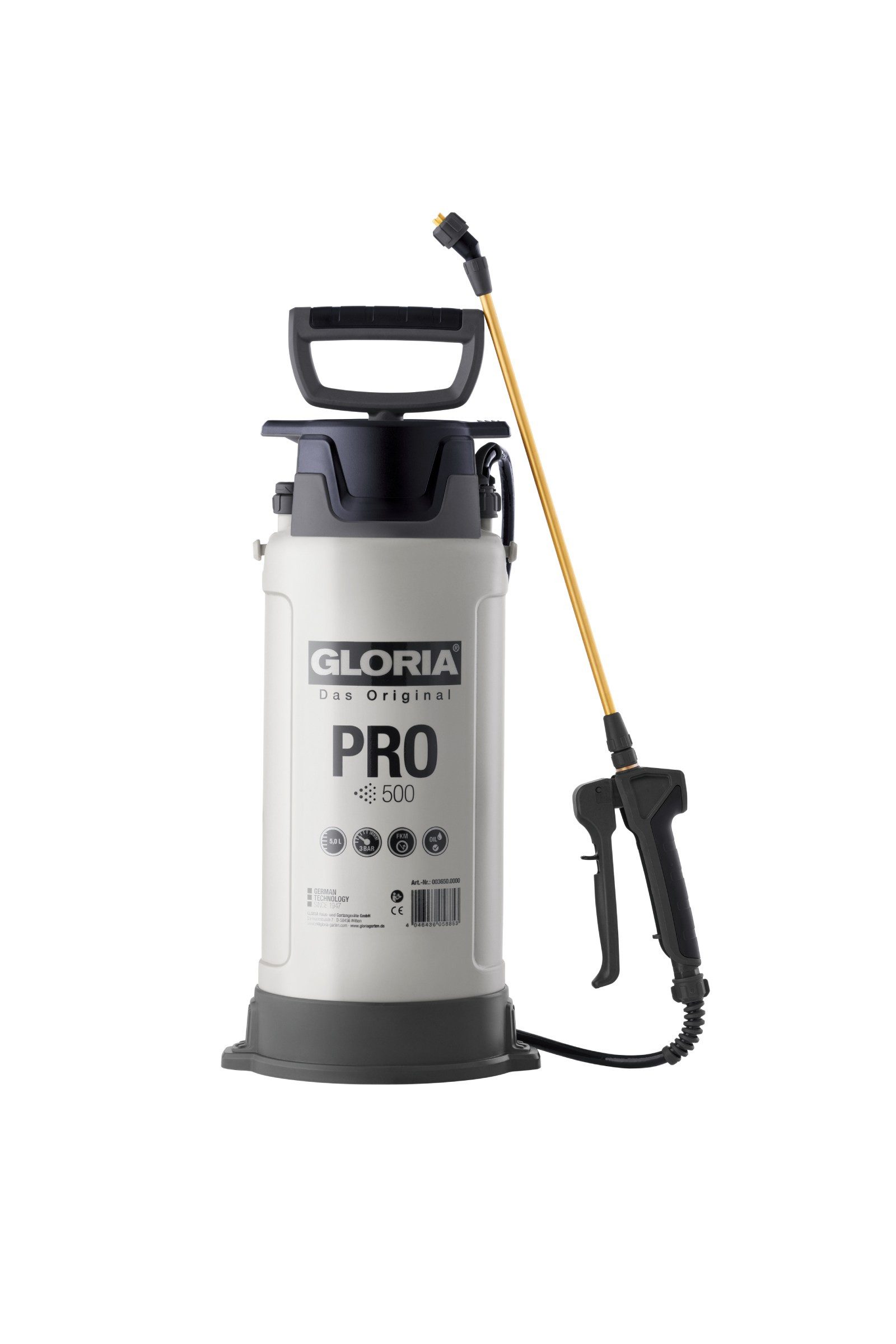 Gloria Drucksprühgerät PRO 500 Drucksprühgerät 5L für Bauchemikalien, Tiefgrund & Öle