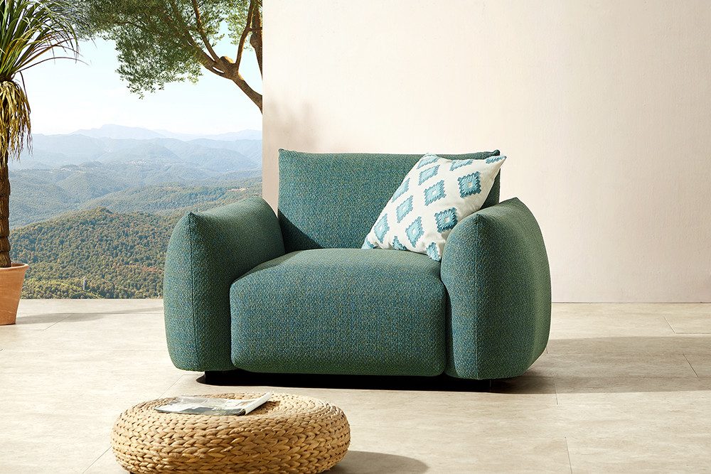 riess-ambiente Gartensessel SEAHAWK türkis - Olefin-Bezug, Aluminium-Gestell, In- & Outdoor (Einzelartikel, 1-St), 1-Sitzer-Sofa mit Polsterung – ideal für Terrasse, Balkon & Garten