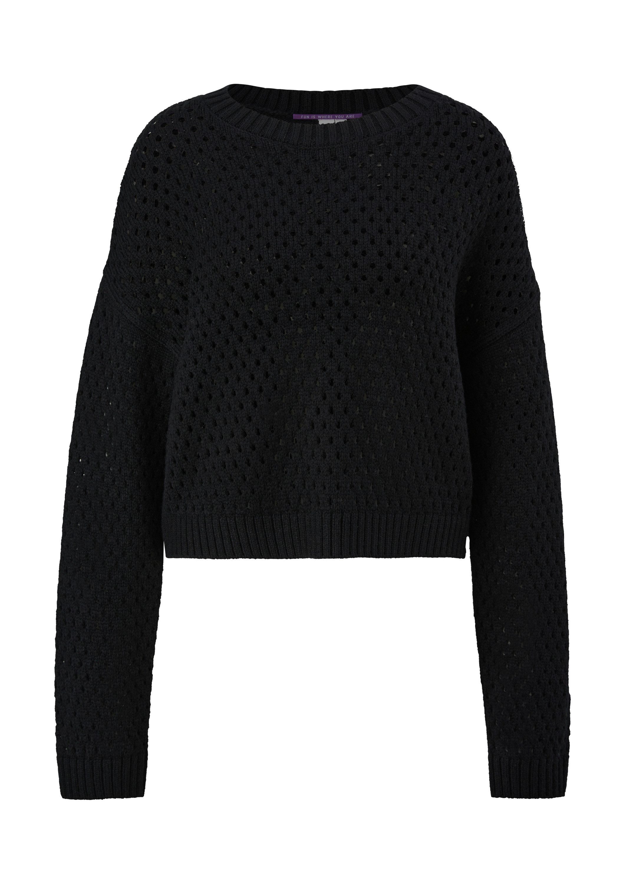QS Longpullover Strickpullover Strickpullover mit Lochmuster günstig online kaufen