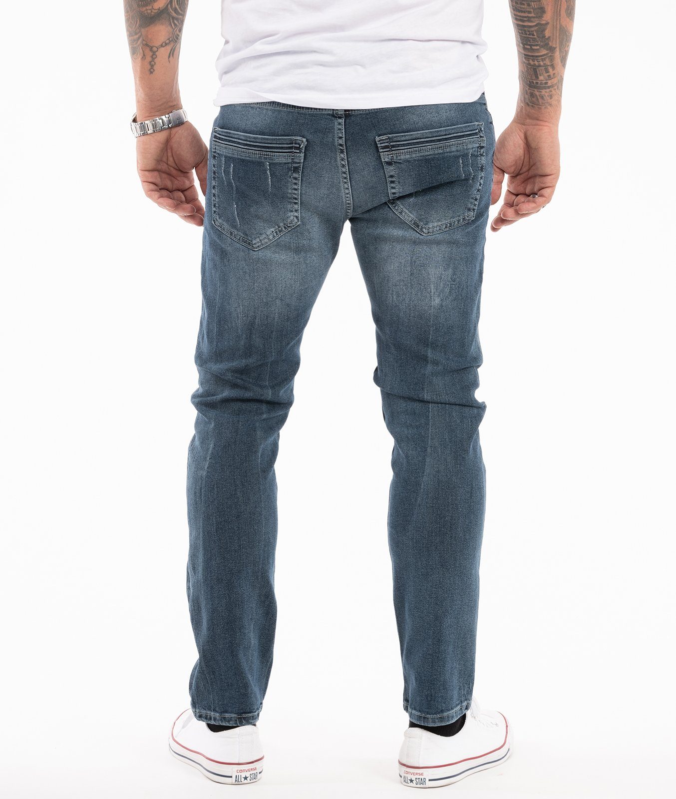 Indumentum Slim-fit-Jeans Herren Jeans Stonewashed Blau IS-307