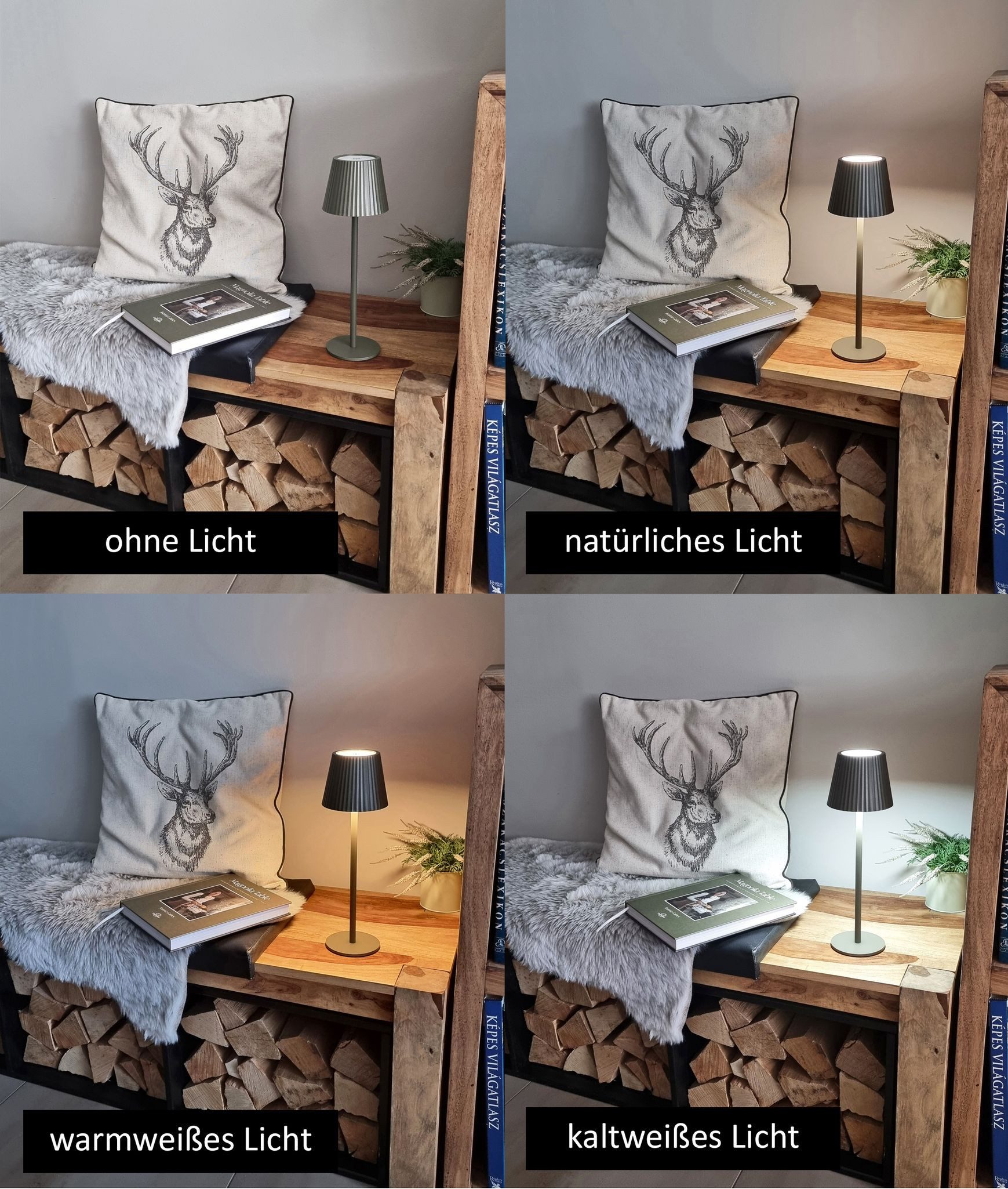 Coen Bakker Deco BV LED Tischleuchte Touch Tischlampe Dimmbar Akku In-/Outdoor IP44, Touch-Funktion, LED fest verbaut, Warmweiß, Kaltweiß, Tageslichtweiß