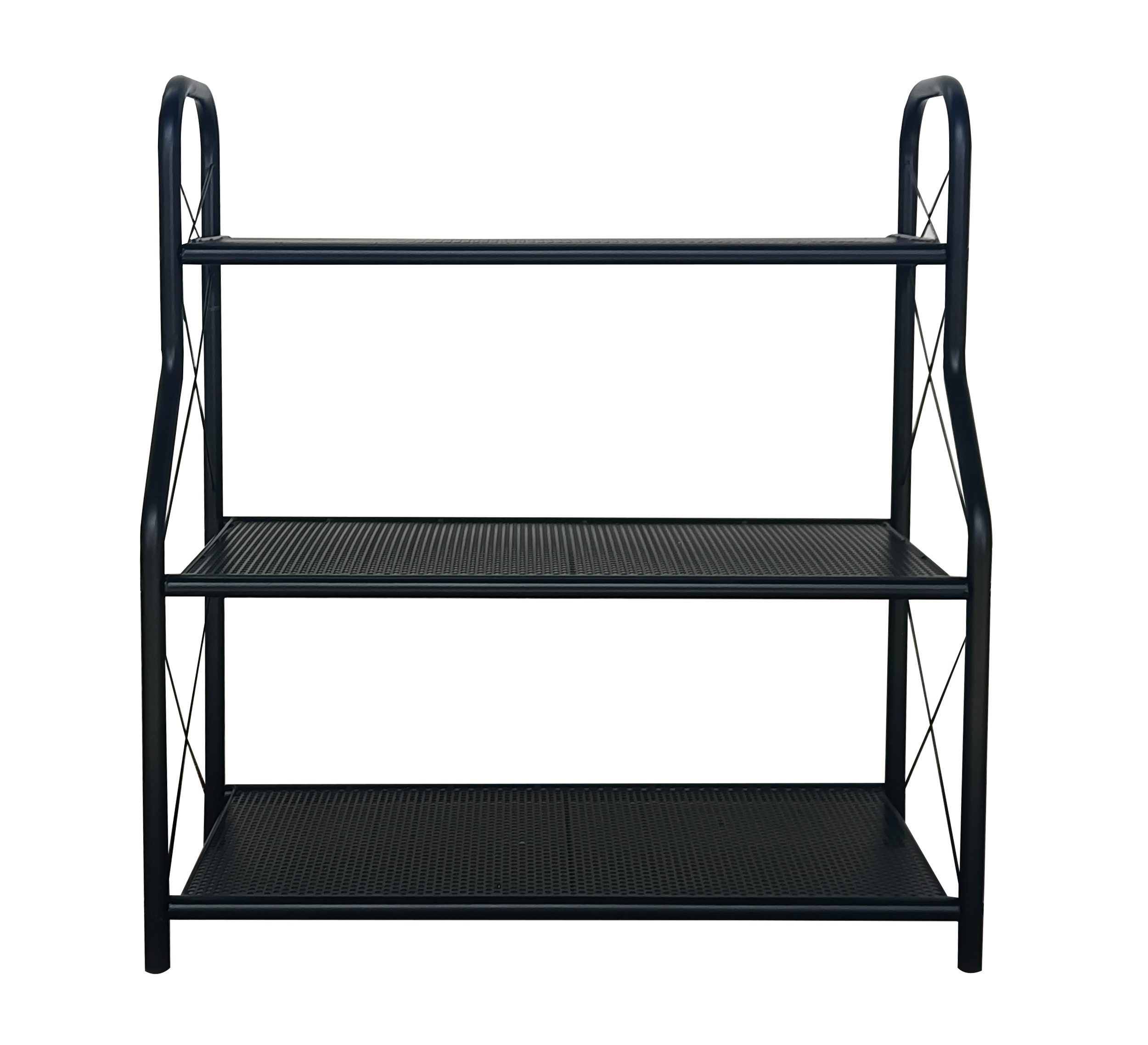 Quick Star Blumenständer Regal, Allzweck-Standregal 68×30×77 cm, 3 Ebenen, Matt-Schwarz
