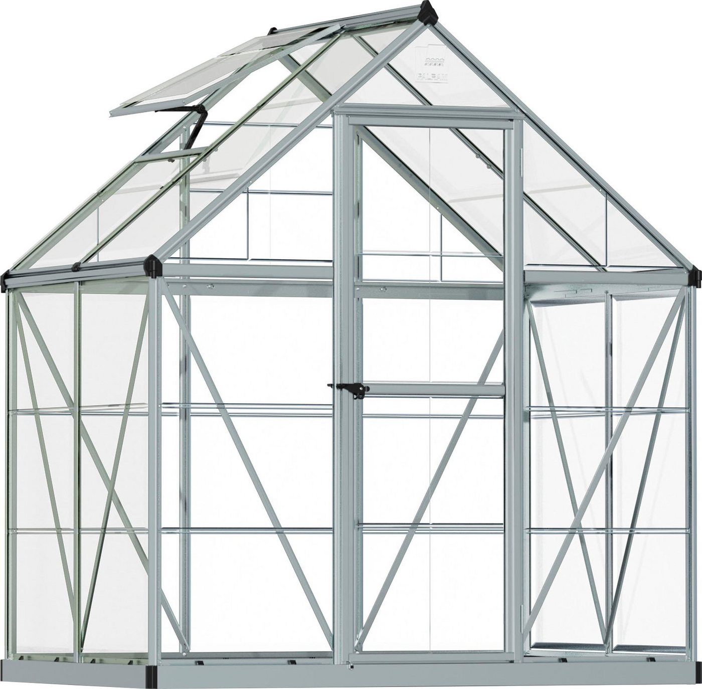 Palram – Canopia Gewächshaus Harmony, BxTxH: 185 x 125 x 208 cm, 0,7 mm Wandstärke, Set, inkl. Fundamentrahmen, mit klaren Polycarbonatplatten, silberfarben silberfarben Palram – Canopia Gewächshaus Harmony, BxTxH: 185 x 125 x 208 cm, 0,7 mm Wandstärke, Set, inkl. Fundamentrahmen, mit klaren Polycarbonatplatten, silberfarben silberfarben