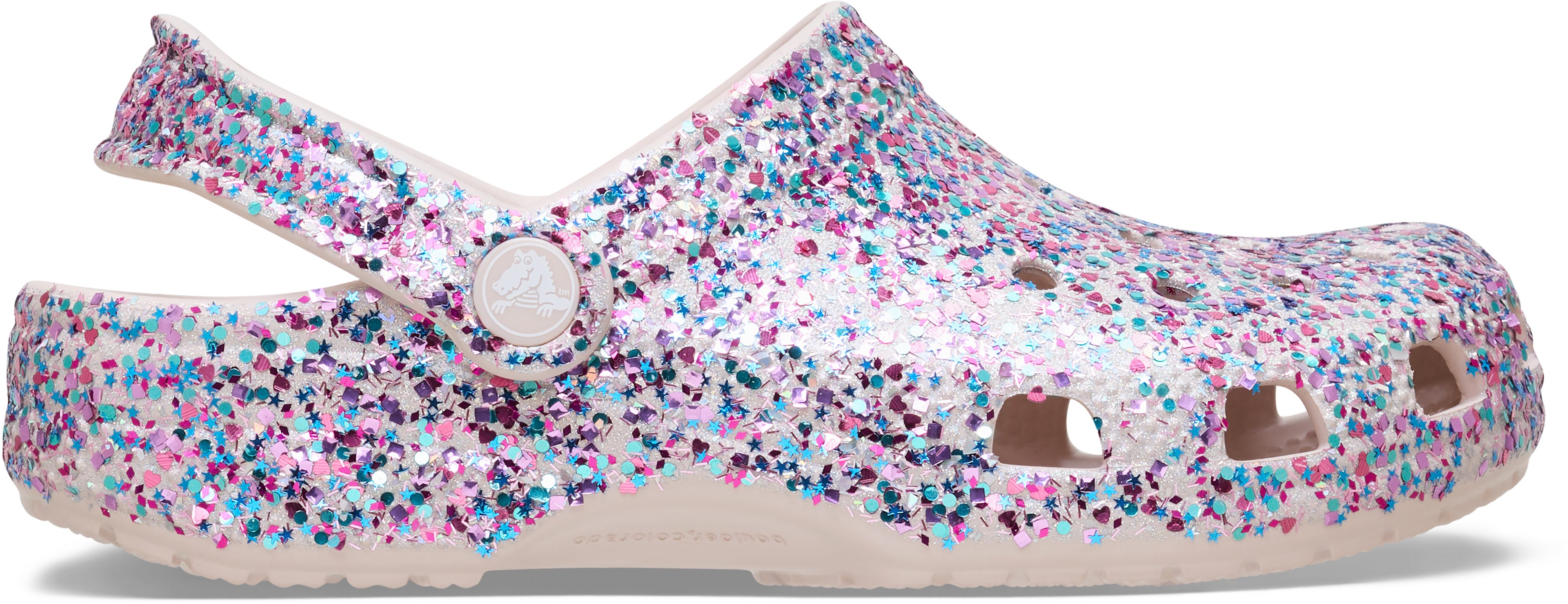 Crocs Classic Fleece Lined Clog K Clog Schlupfschuh, Hausschuh mit schwenkbarem Fersenriemen, Glitter-Optik