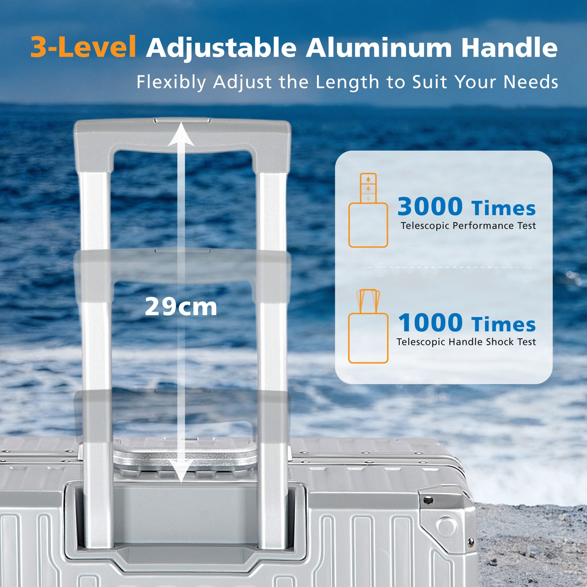 ALPHA CAMP Koffer Hartschalenkoffer (20, 24, 28 Inch) Reisekoffer mit Rollen, Polycarbonat Handgepäck Luggage mit TSA Schloss & Aluminium Rahmen – Bild 5 von 5