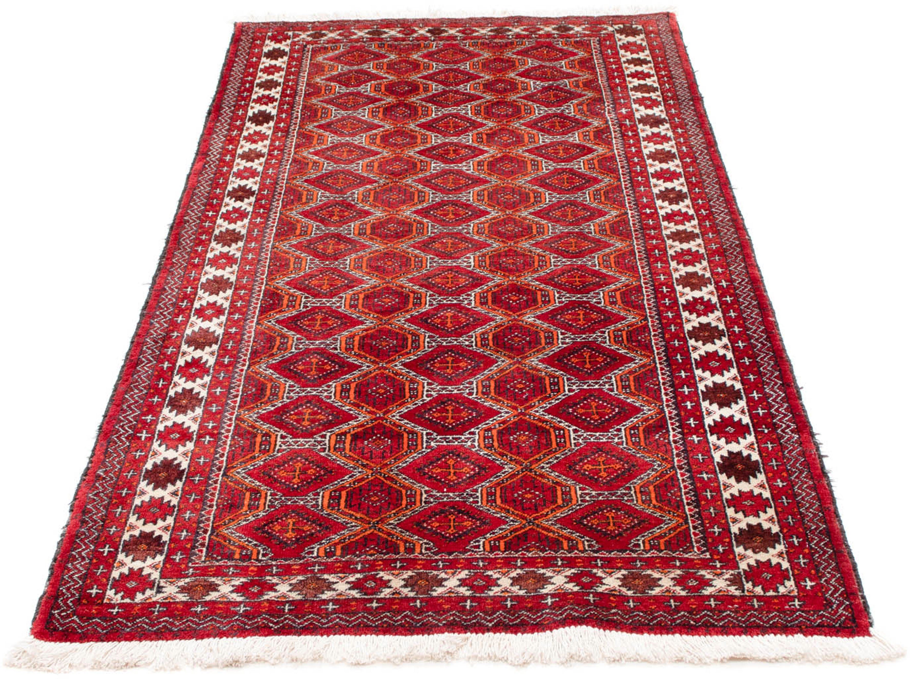 Orientteppich Belutsch - 180 x 91 cm - rot, morgenland, rechteckig, Höhe: 8 mm, Wohnzimmer, Handgeknüpft, Einzelstück mit Zertifikat