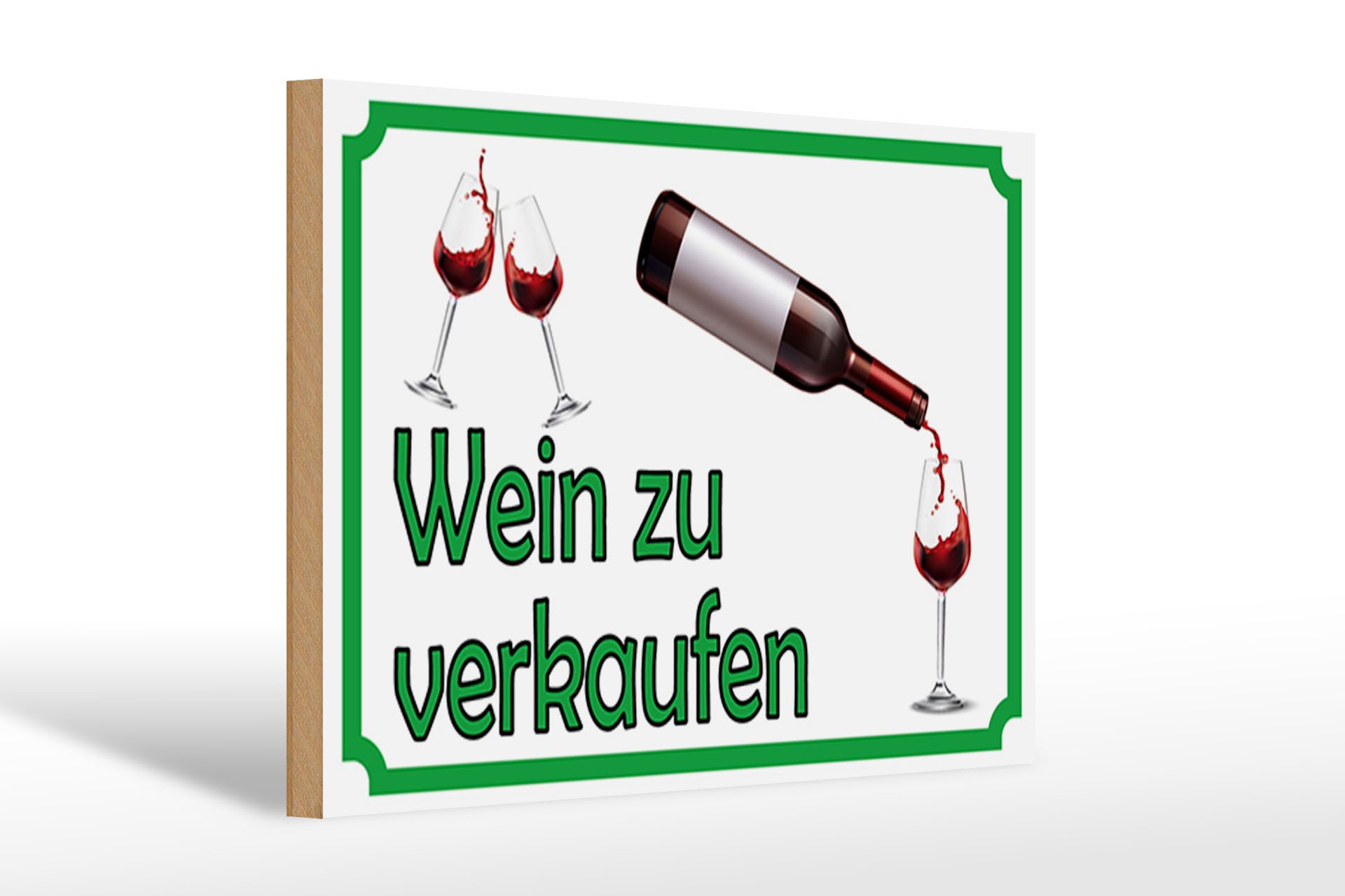 Holzbild Hinweis 30x20cm Wein zu verkaufen Alkohol
