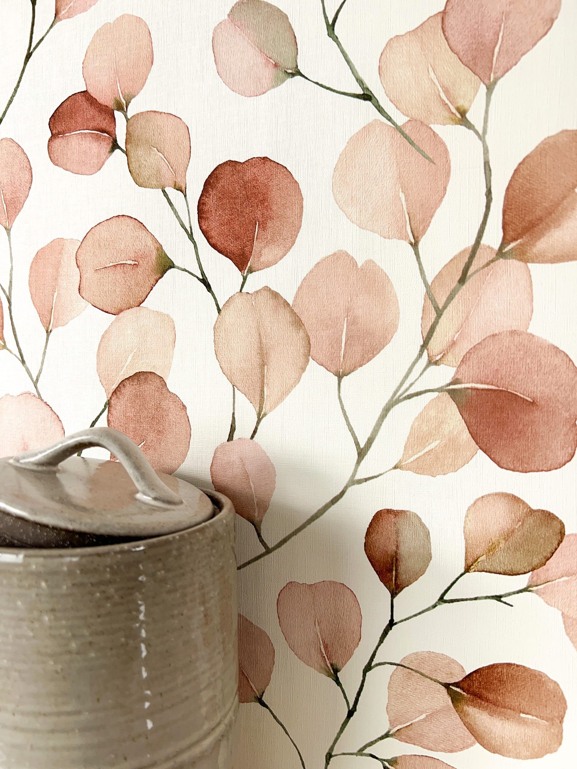 Newroom Vliestapete, Rot Tapete Floral Eukalyptus günstig online kaufen