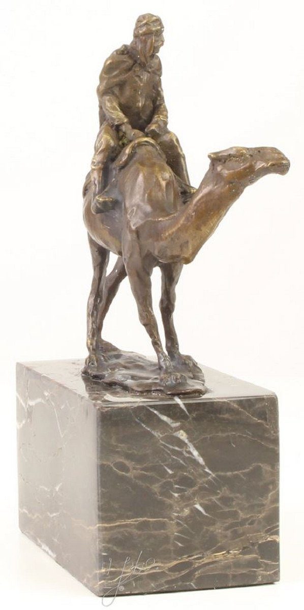 x mit Dekofigur / mit 14 H. / - Bronzefigur Reiter Luxus Bronze Casa Bronze Gold Padrino Kunststeinsockel Skulptur cm Mehrfarbig Kamel 21,5 Deko