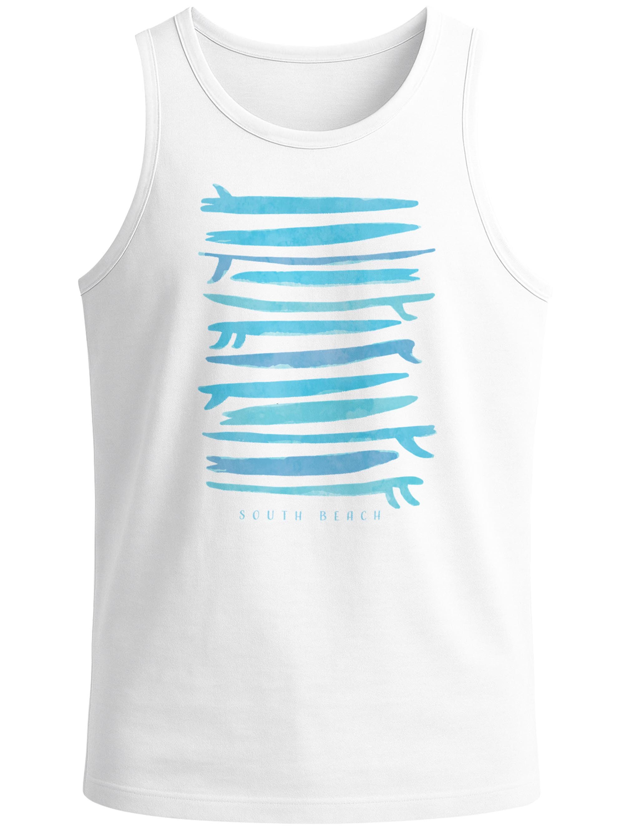Neverless Tanktop Herren Tank-Top Surfboards South Beach California USA Sommer Surfing mit Print – Bild 4 von 5