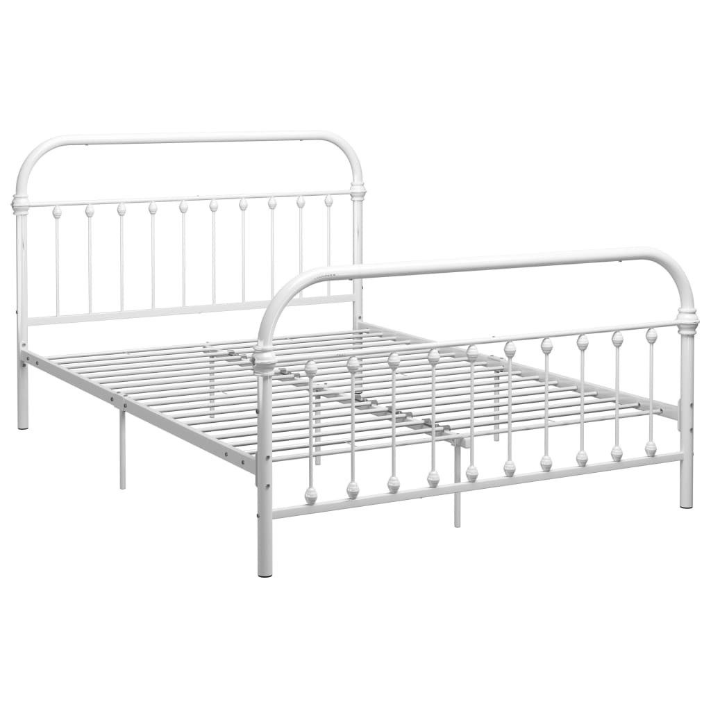 vidaXL Bettgestell, Bettrahmen Weiß Metall 160×200 cm