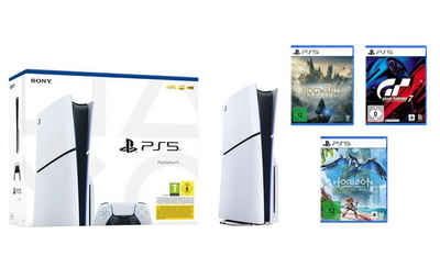 Playstation 5 Disk Edition (Slim) (Konsolen-Bundle, inkl. Hogwarts Legacy, Gran Turismo 7, Horizon Forbidden West)