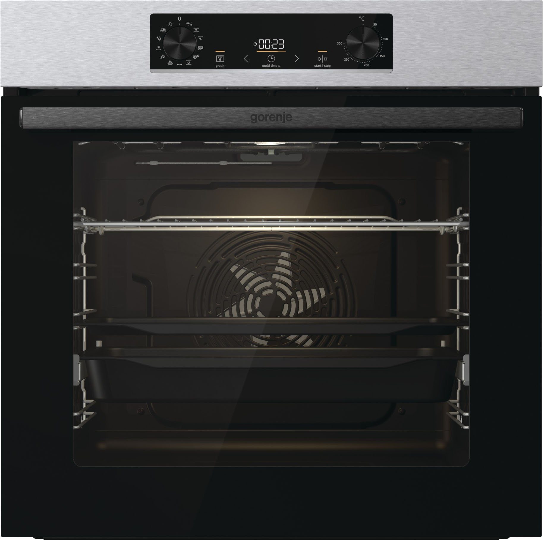 GORENJE Backofen-Set Induktionskochfeld Pacific Induktion 1-fach-Teleskopauszug, mit Aqua & Backofen-Set Backofen edelstahlfarben Clean, 2021, AirFry Basic