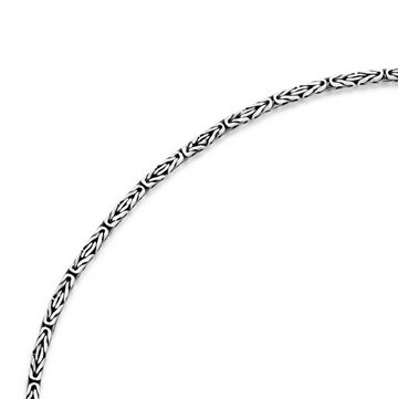 Tony Fein Silberkette Königskette Oxidiert 2,5mm 925er Silber, Made in Italy für Damen und Herren