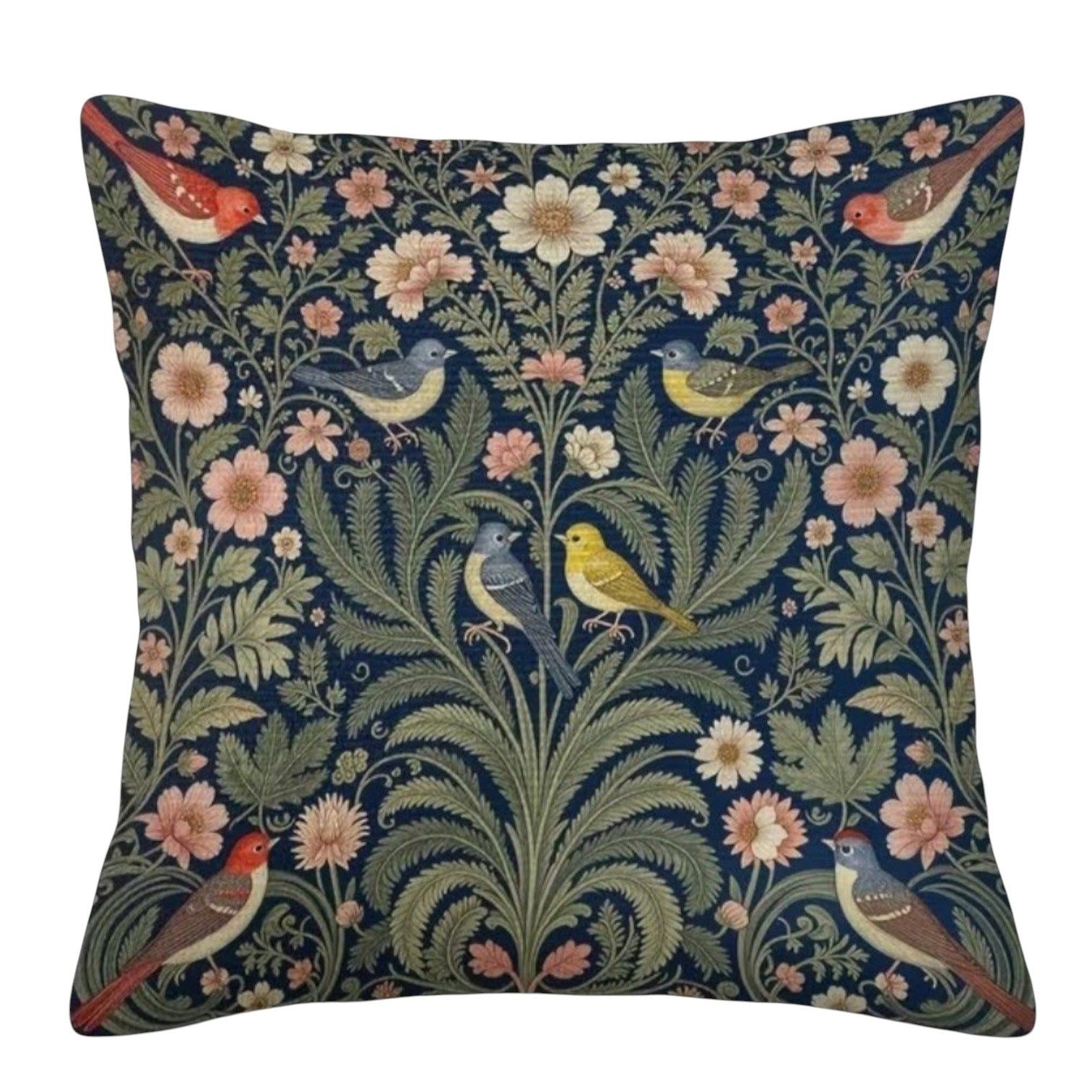Dark-Desires Dekokissen Dekokissen Garden Birds Dark Navy 45x45 cm – William Morris Vogel, Dekokissen Garden Birds Dark Navy 45x45 cm – William Morris Vogel