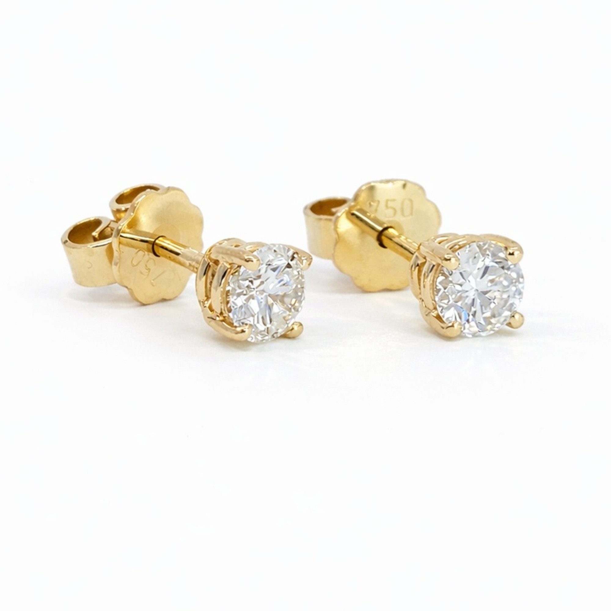 Paar Ohrstecker Brillant Diamant Ohrstecker 750 Gelbgold 18 Karat Gold 0,72 ct F/IF