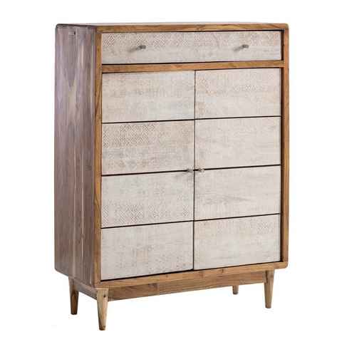 dynamic24 Sideboard, Kommode Akazie massiv Holz Schuhschrank Ablage Schrank Massivholz Flur