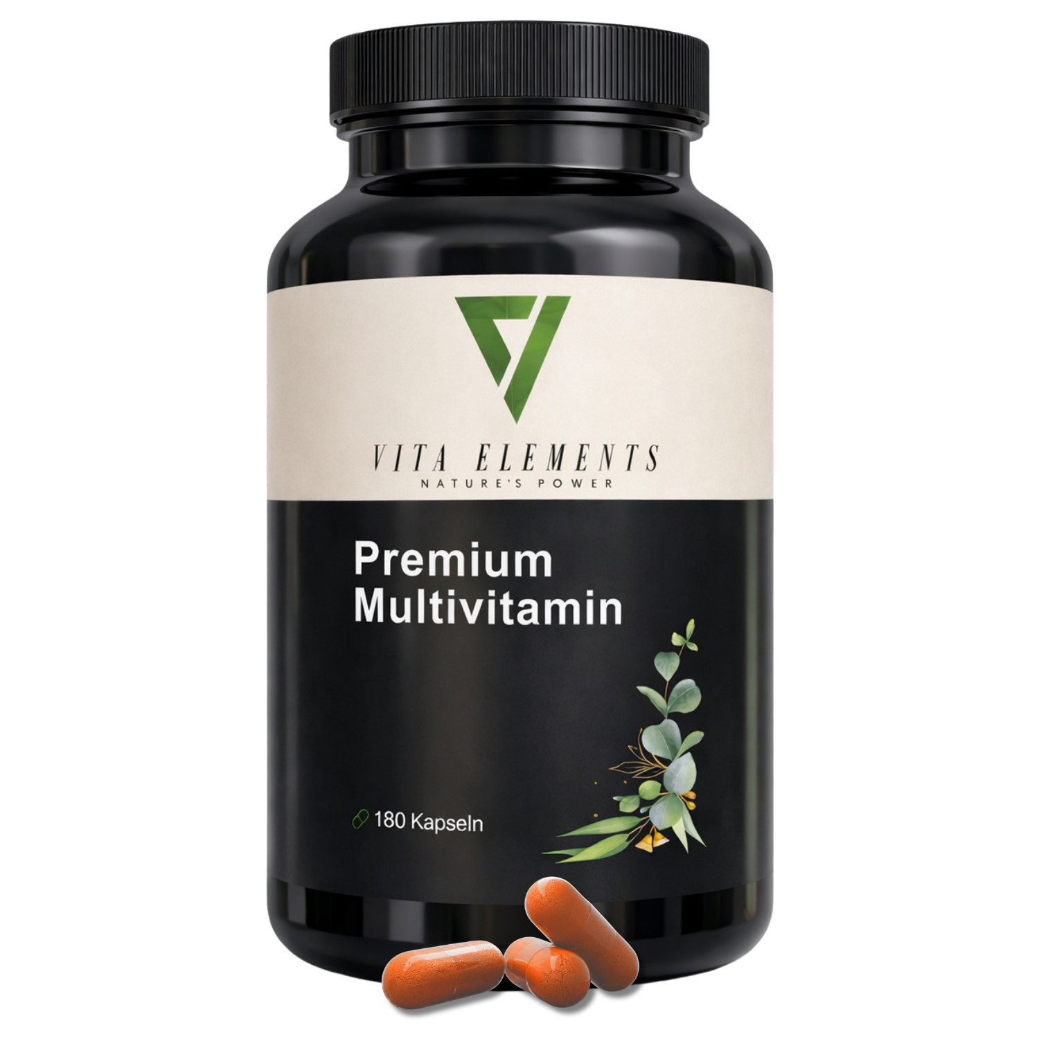 Vita Elements Premium Multivitamin - 25 Vitalstoffe mit Zink, Selen & Magnesium, 180 Kapseln, 1 er Packung à 180 St., Hochdosiert, Ohne unnötige Zusätze, Laborgeprüft in Deutschland