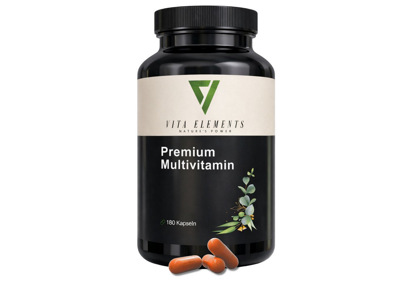 Vita Elements Premium Multivitamin - 25 Vitalstoffe mit Zink, Selen & Magnesium, 180 Kapseln, 1 er Packung à 180 St., Hochdosiert, Ohne unnötige Zusätze, Laborgeprüft in Deutschland
