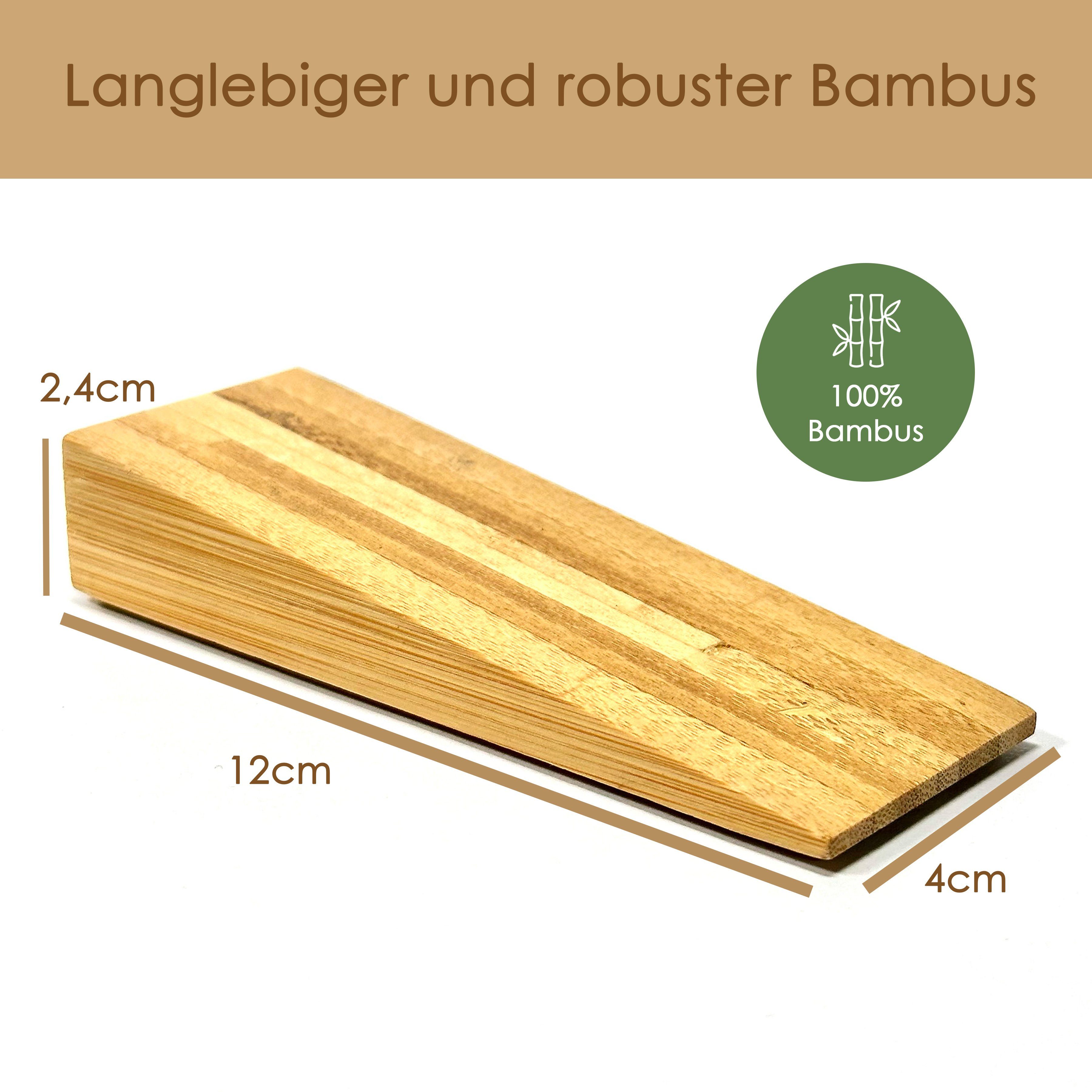 HomeBee Türstopper aus (Komplettset, Holzkeile), St., alle für Türstopper zertifiziert FSC® aus Rutschfest 2 Set Bambus Holz - Böden