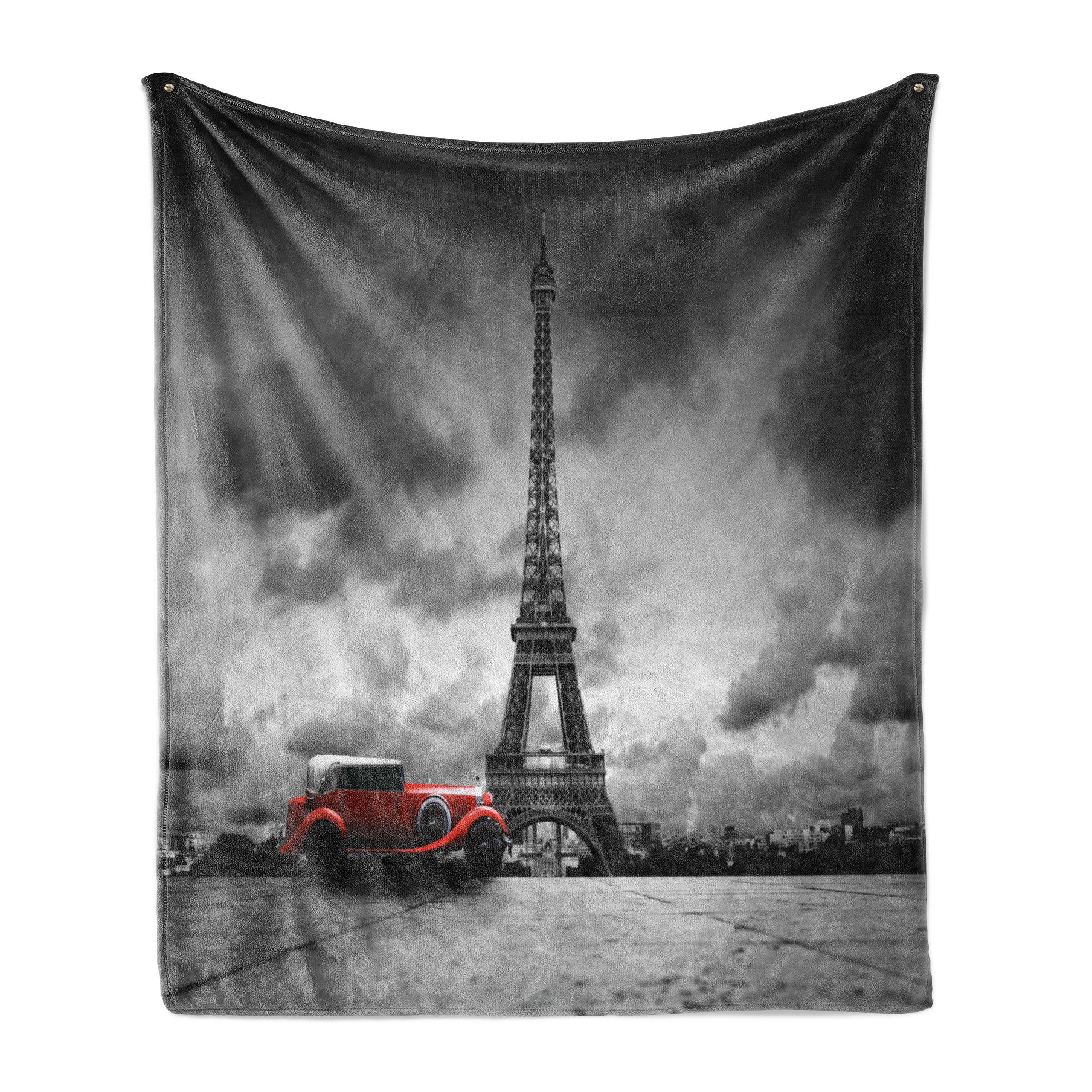 Wolken Dunkle Französisch Wohndecke den Auto Eiffelturm für Innen- Außenbereich, Gemütlicher und Plüsch Abakuhaus,