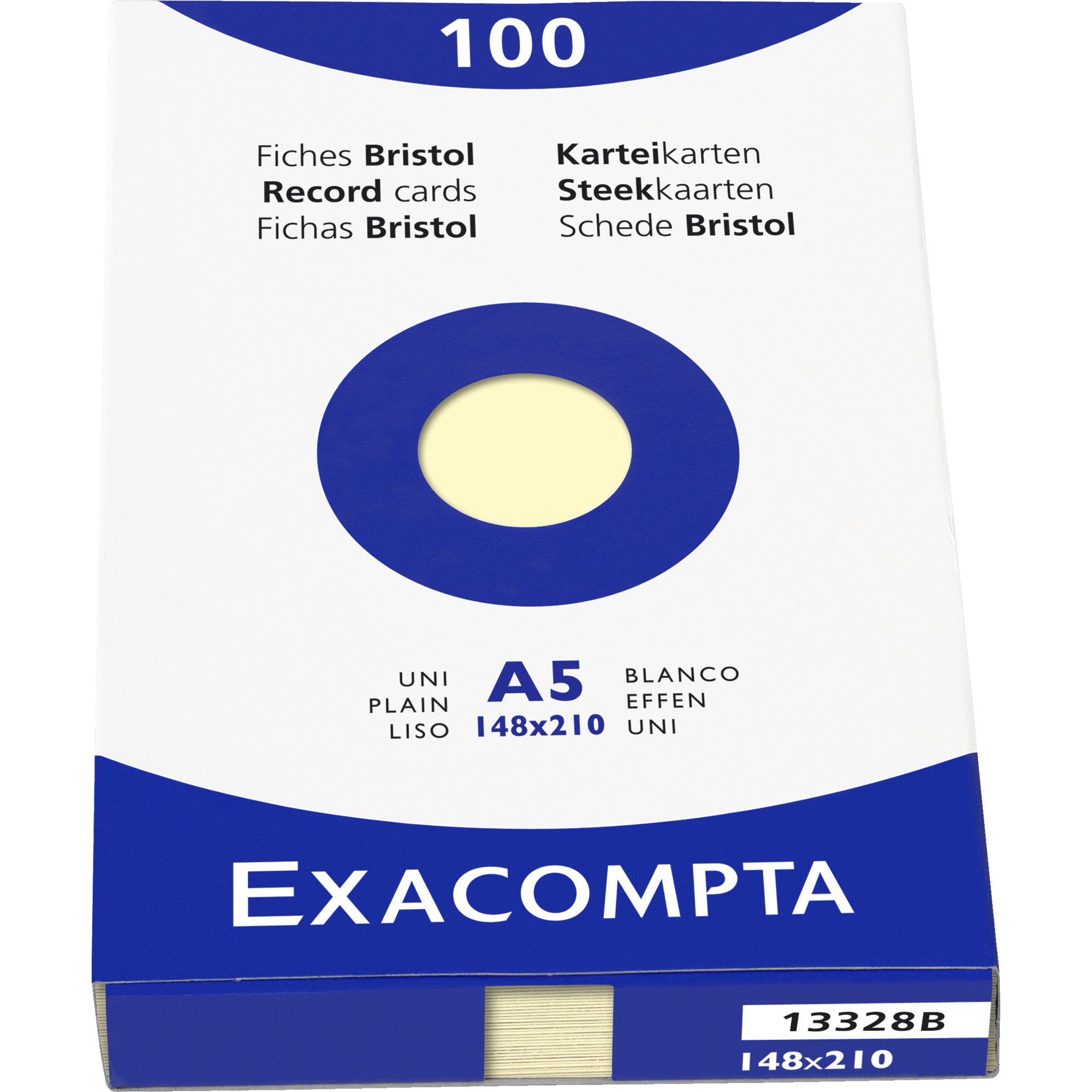EXACOMPTA Karteikarten Karteikarten A5 blanko, Faltschachtel mit 100 Stück - Gelb - 13328B, Karteikarten blanko