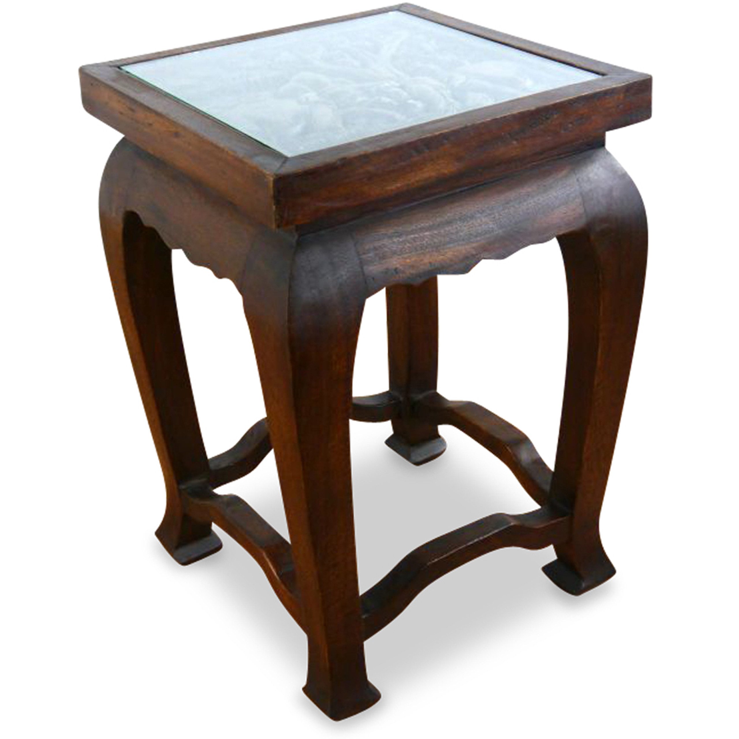 livasia Opiumtisch Couchtisch mit Schnitzerei, Massivholz Akazie 36x36x50cm