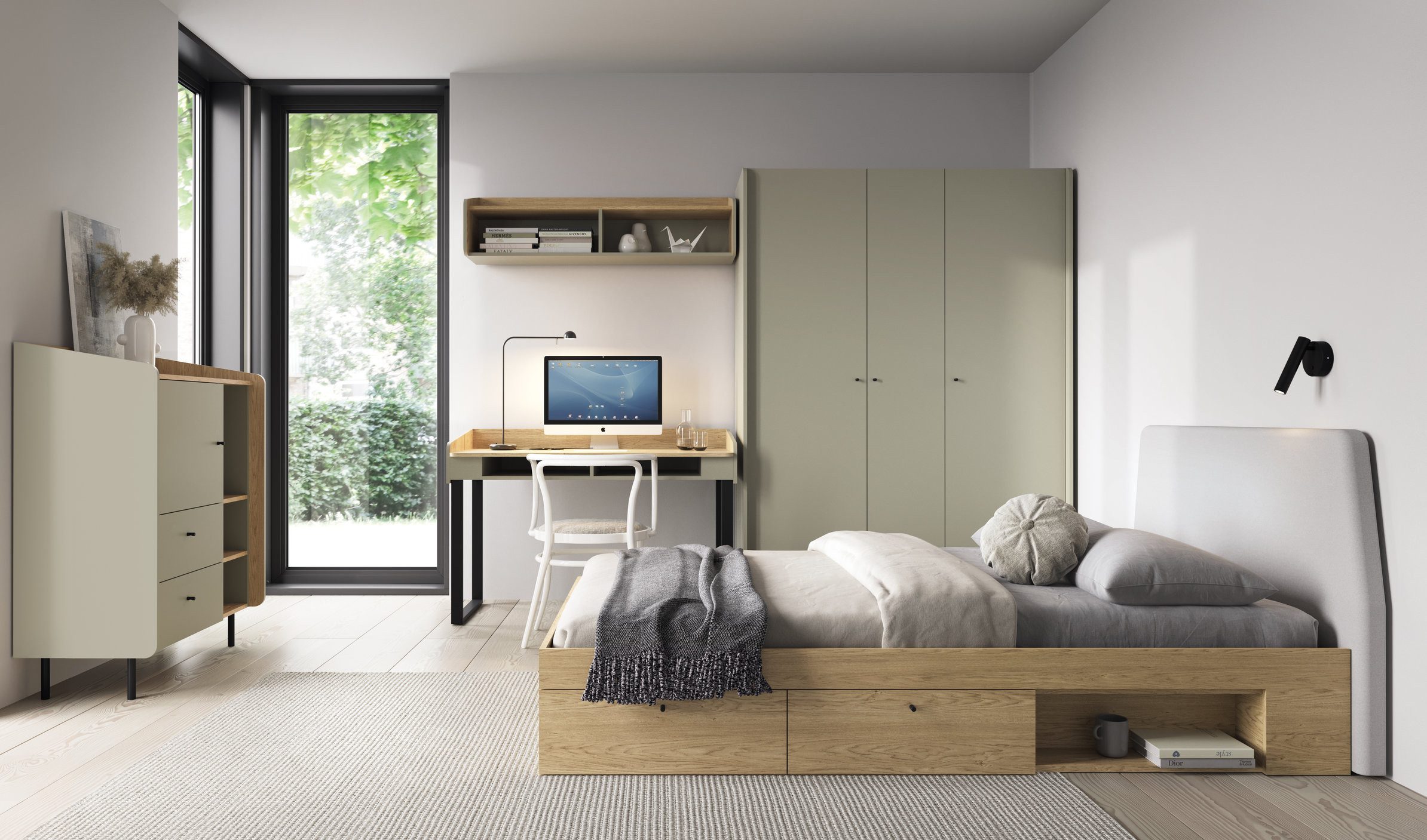 möbel-direkt.de Jugendzimmer-Set Ara in Eukalyptus und Eiche, (Komplett Set, 1-tlg., in verschiedenen Setvarianten oder Einzelmöbel), ABS-Kanten