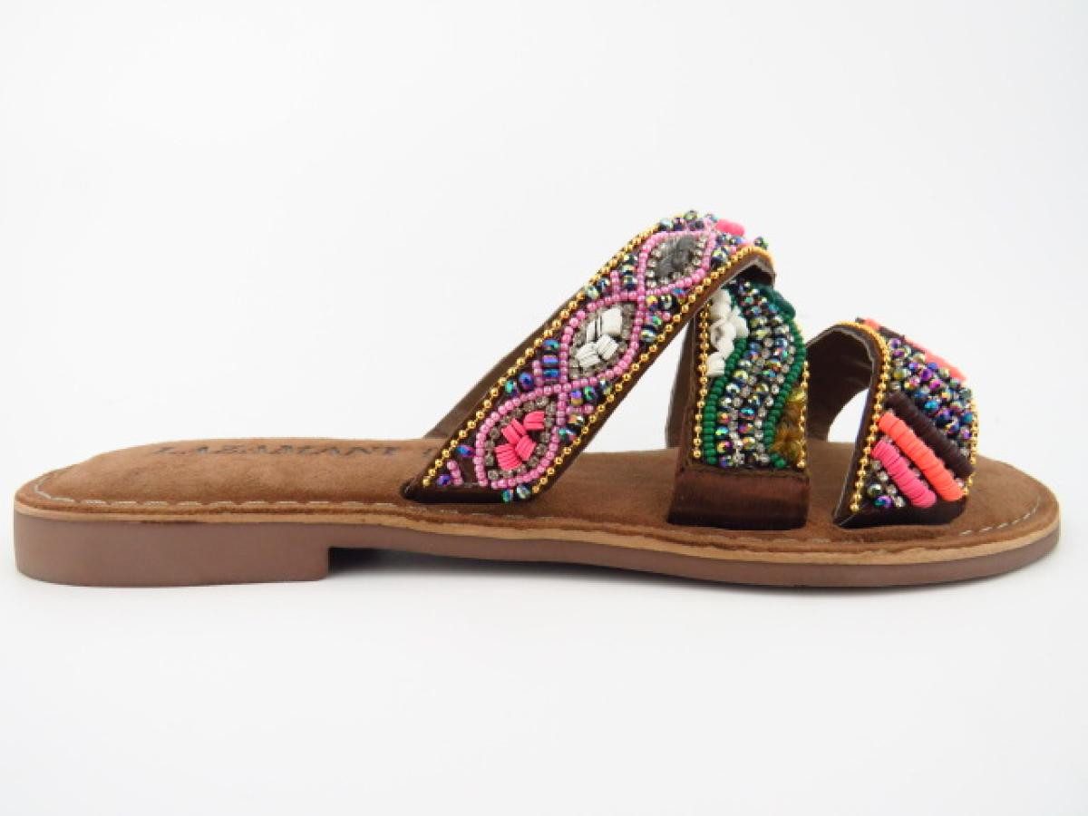 Lazamani tan mules beads Pantolette