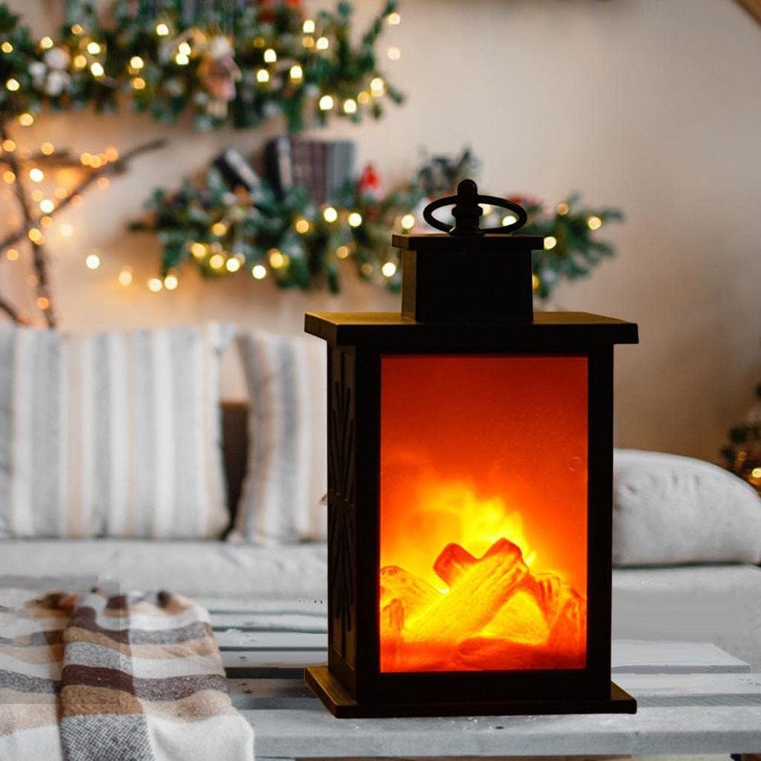 MUPOO LED Laterne LED Kamin USB-/Batteriebetrieben LED Dekolicht 3D-Flammen günstig online kaufen