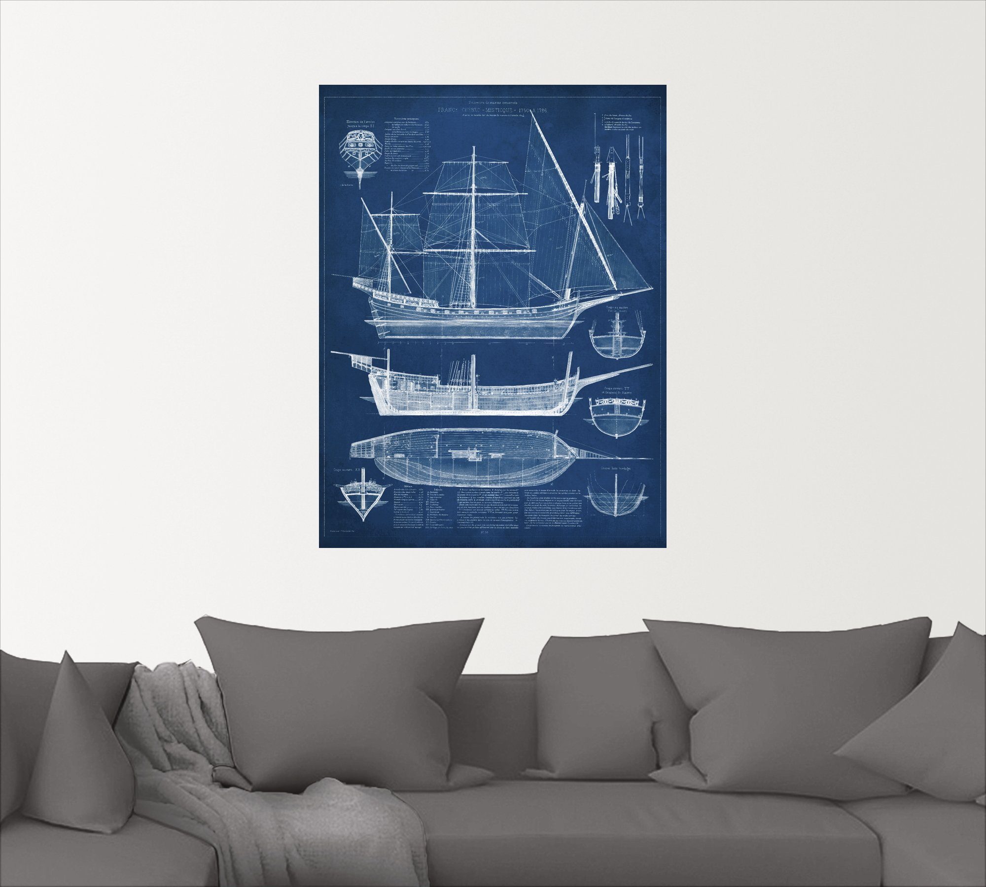 Artland Wandbild Entwurf für & ein Boote Poster Größen Wandaufkleber Antikes I, versch. (1 in als Schiffe Alubild, St), oder Leinwandbild, Schiff