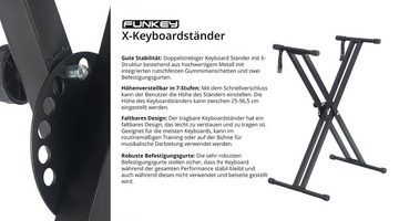 FunKey Keyboardständer Kevboardstativ mit Halteband - Befestigungsriemen - Zusammenklappbar, 7-fach höhenverstellbar von 29 bis 96,5 cm