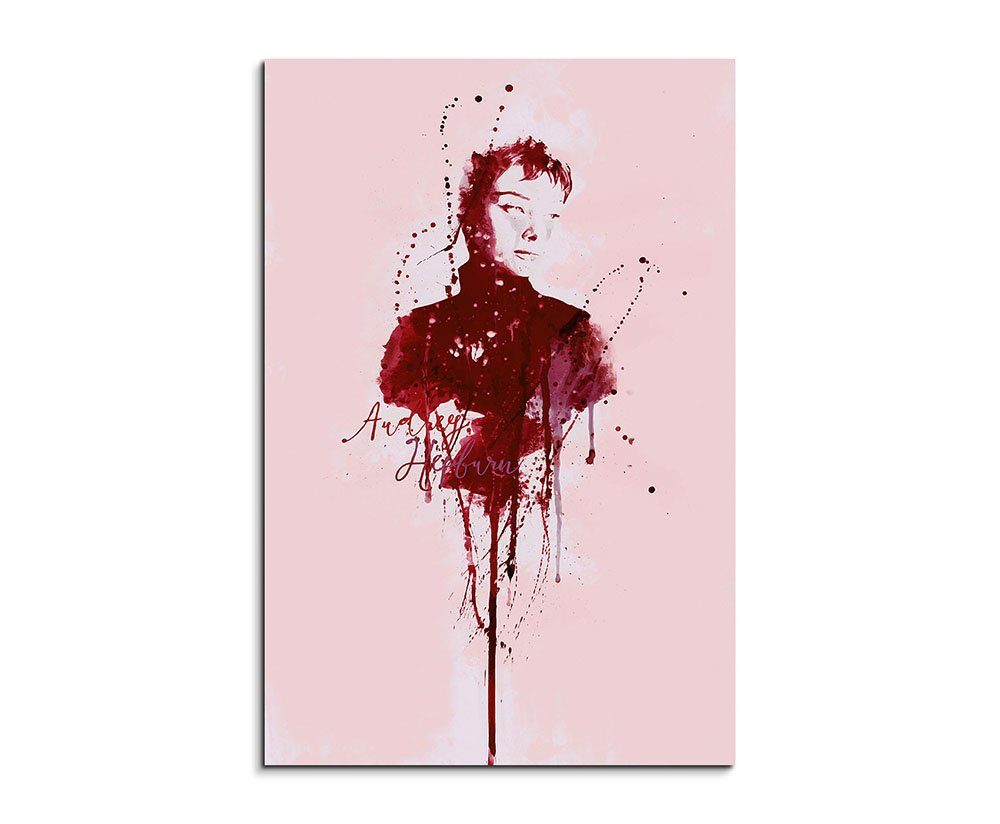 Sinus Art Leinwandbild Audrey Hepburn III 90x60cm Keilrahmenbild Kunstbild Aquarell Art Wandbild auf Leinwand fertig gerah