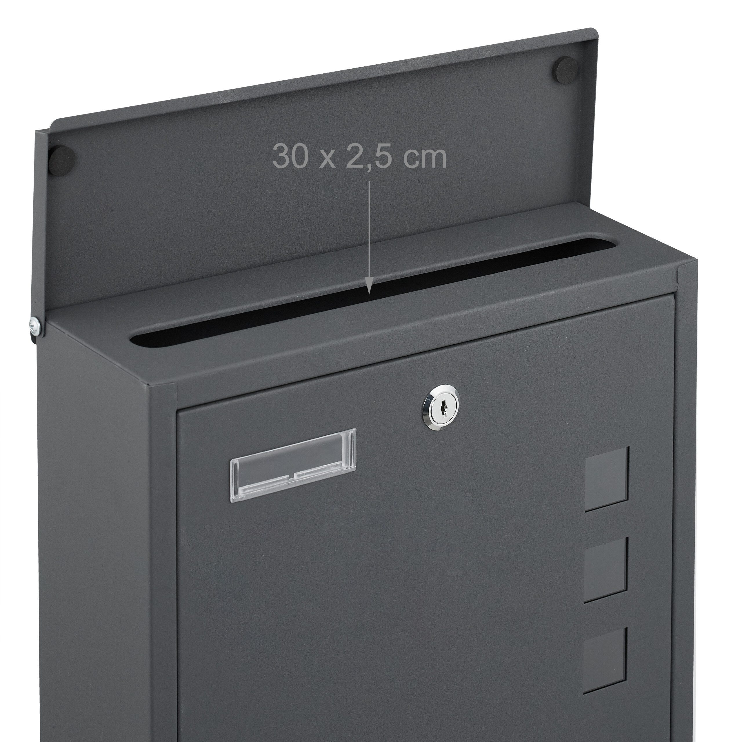 relaxdays Wandbriefkasten Briefkasten mit Sichtfenster (5-St), Anthrazit – Bild 5 von 5