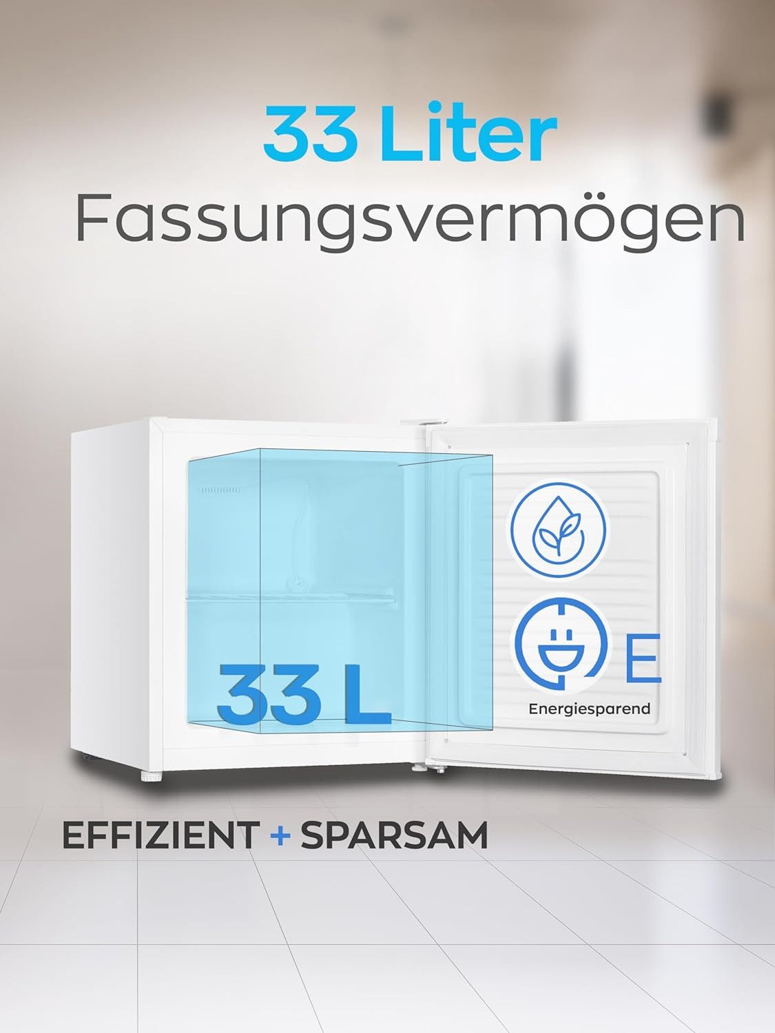 Heinrich´s Gefrierschrank Mini Gefrierbox HGB 5088 W, 51 cm hoch, 44 cm breit, Kühlbox 40db 33 Liter bis zu -18 Grad