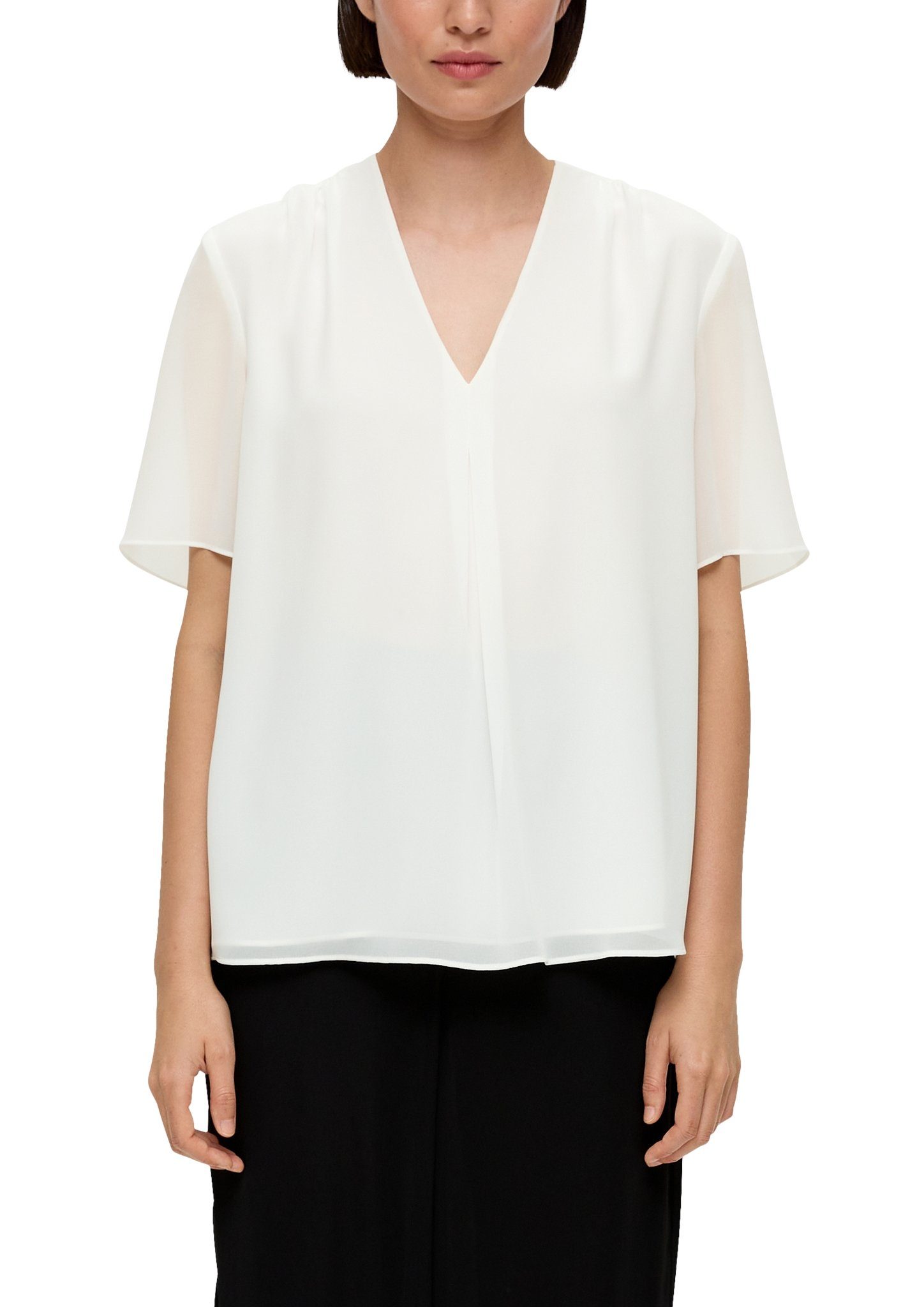 s.Oliver BLACK LABEL Shirtbluse mit eingelegter Falte vorne white