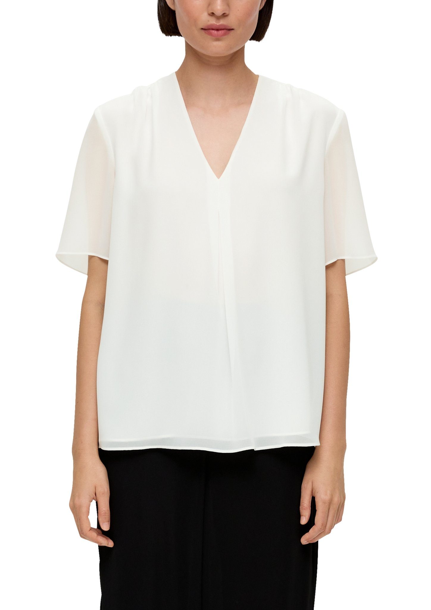 Falte s.Oliver LABEL Shirtbluse mit vorne BLACK eingelegter