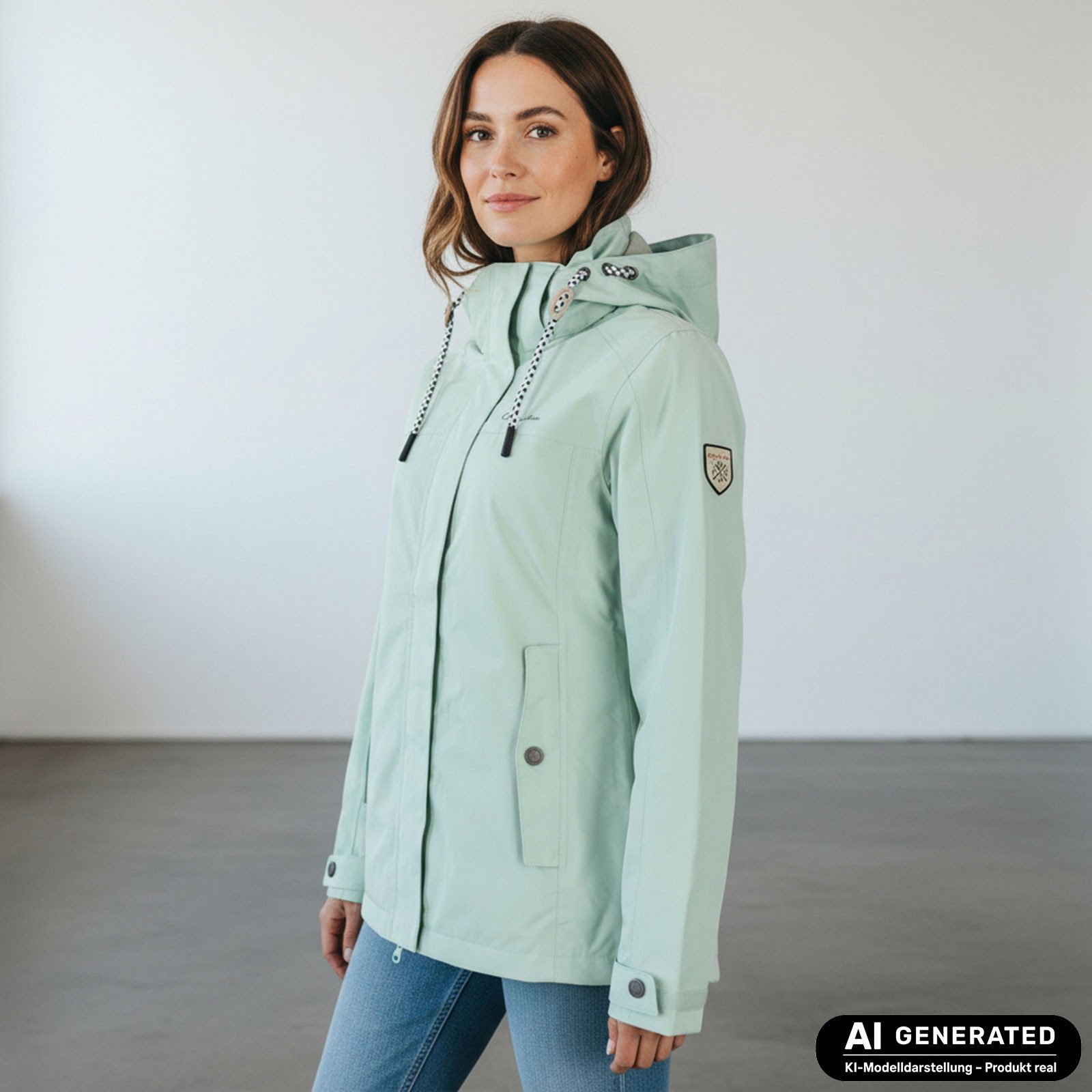 Dry Fashion Funktionsjacke Norderney Damen Übergangsjacke Wasserdicht - Outdoor-Jacke Winddicht Atmungsaktiv, Verschweißte Nähte, Kapuze abnehmbar, 2-Wege-Verschluss