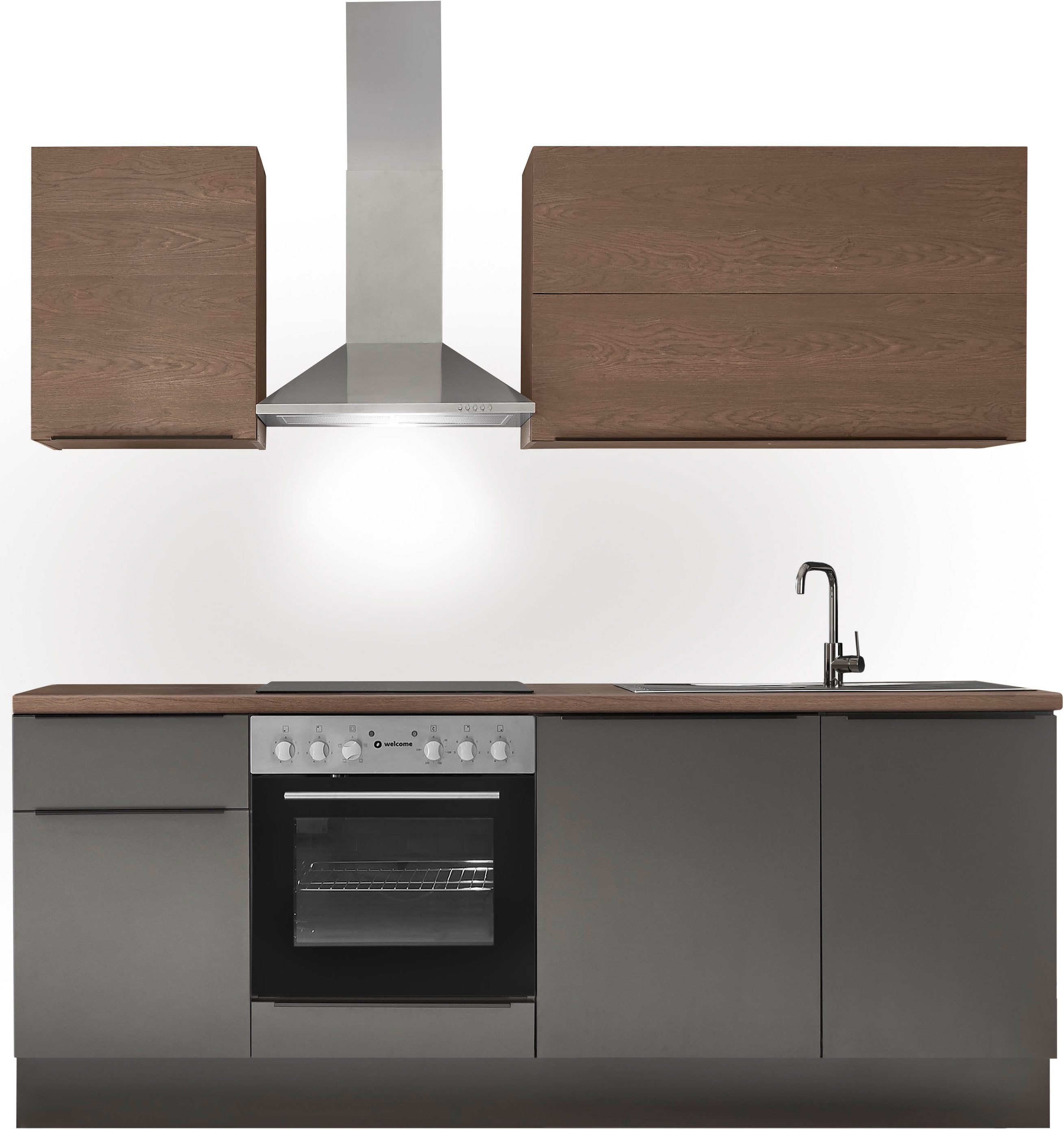 KOCHSTATION Küchenzeile Cocco B/H/T 220x211x60 cm, Breite 220 cm, wahlweise mit E-Geräten und Induktion