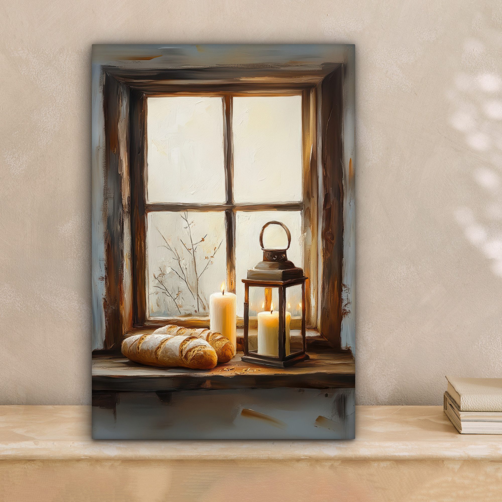 OneMillionCanvasses® Leinwandbild Stilleben - Rustikal - Kerzen - Brote - F günstig online kaufen