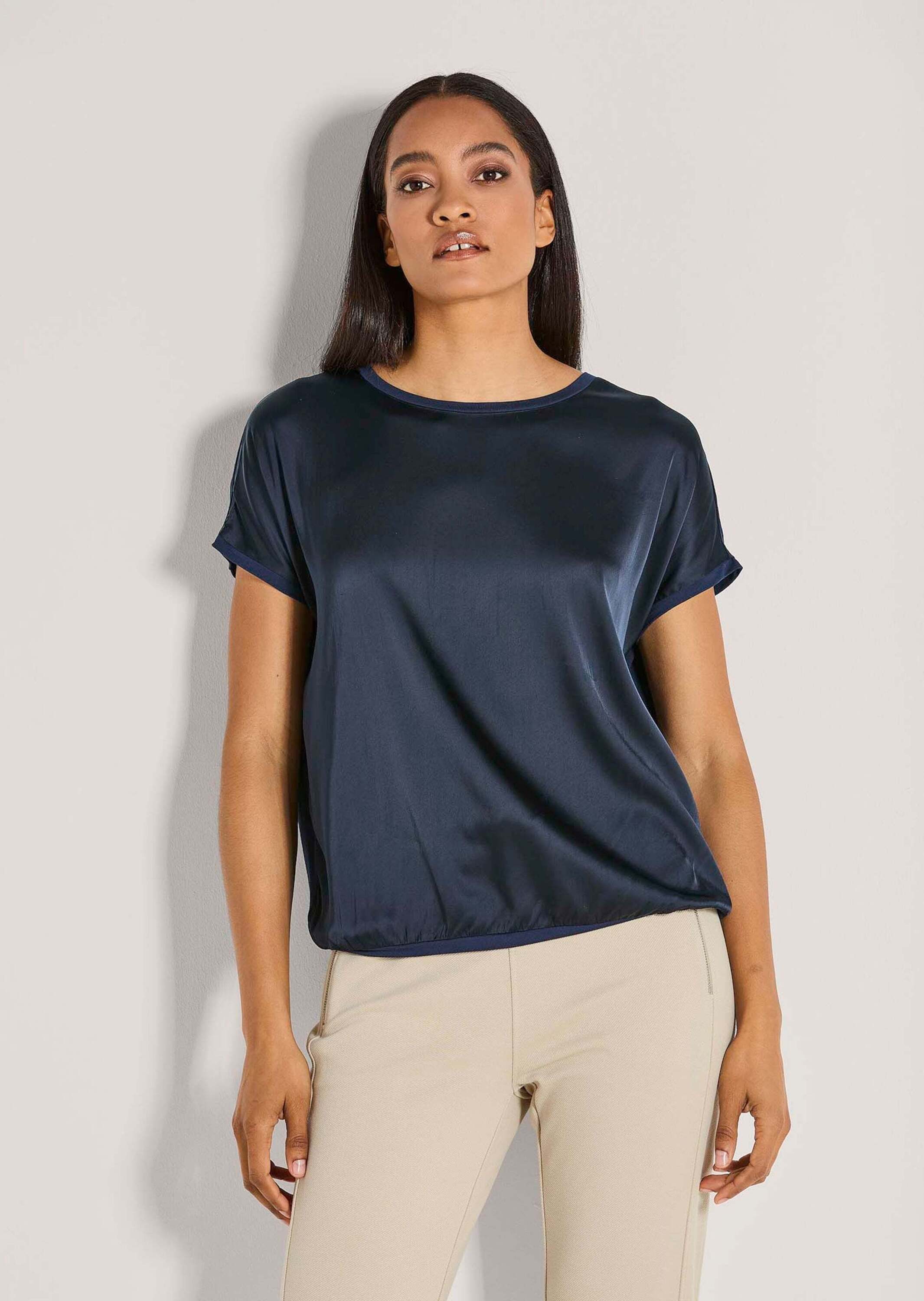 MADELEINE Kurzarmshirt Glänzendes Oberteil mit Jersey-Rückseite Schimmernde günstig online kaufen